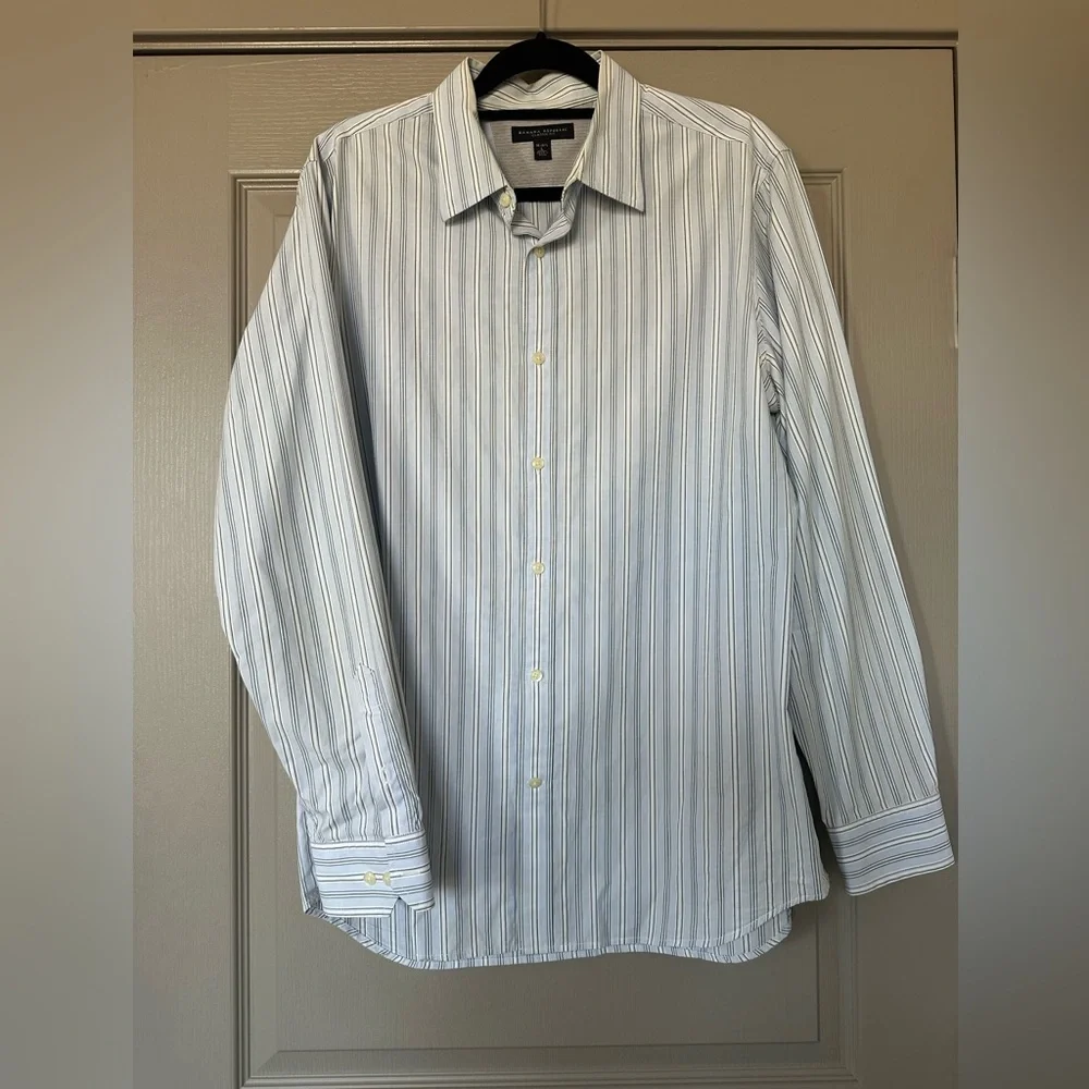 Banana Republic Classic Fit Blue White Stripe Dress Shirt Large